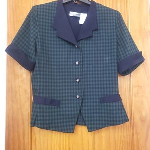 Sunshine Starshine Women's Vintage  Plaid Short Sleeve Blazer